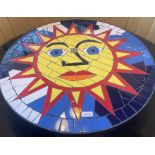 1 x Bespoke Psychedelic Sun Mosaic Dining Table With Cast Iron Base - Ref: PAV122 - Height 74 x