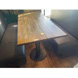 1 x Rectangular Restaurant Dining Table Featuring Industrial Pedestal Bases and Rustic Solid