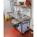 1 x Stainless Steel Rectangular Prep Bench With Hand Wash Basin