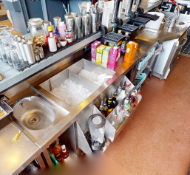 1 x Stainless Steel Backbar Prep Area Featuring an Icewell Unit With Speed Rail, Icewell Unit