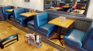 1 x Collection of Restaurant Seating Benches - Single Seat Benches in Blue Faux Leather