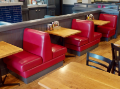 1 x Collection of Restaurant Seating Benches - Single Seat Benches in Red Faux Leather