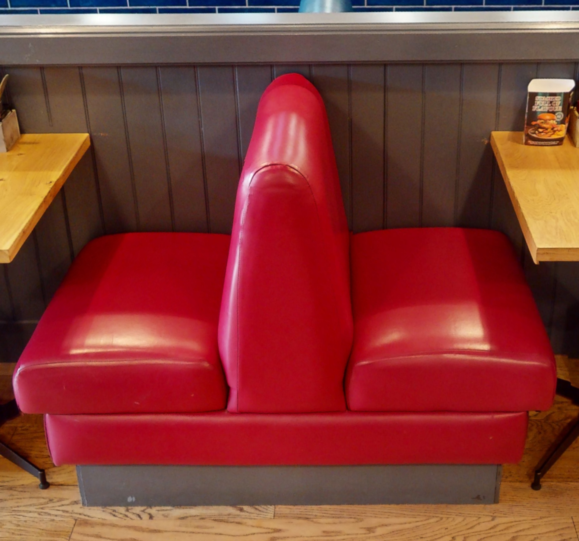 1 x Collection of Restaurant Seating Benches - Single Seat Benches in Red Faux Leather - Image 3 of 6