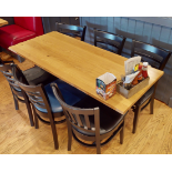 2 x Rectangular Restaurant Dining Tables With Solid Oak Top and Cast Iron Base