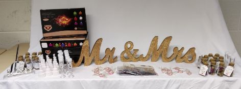 Assortment of Wedding Decorations and Favours - Includes Large Mr & Mrs Sign and 93 Electric Tea