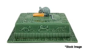 1 x BORDALLO Cat & Mouse Design Cheese Plate With Lid (Green) - RRP £126 - Ref: 6887181/HOC187/HC6 -