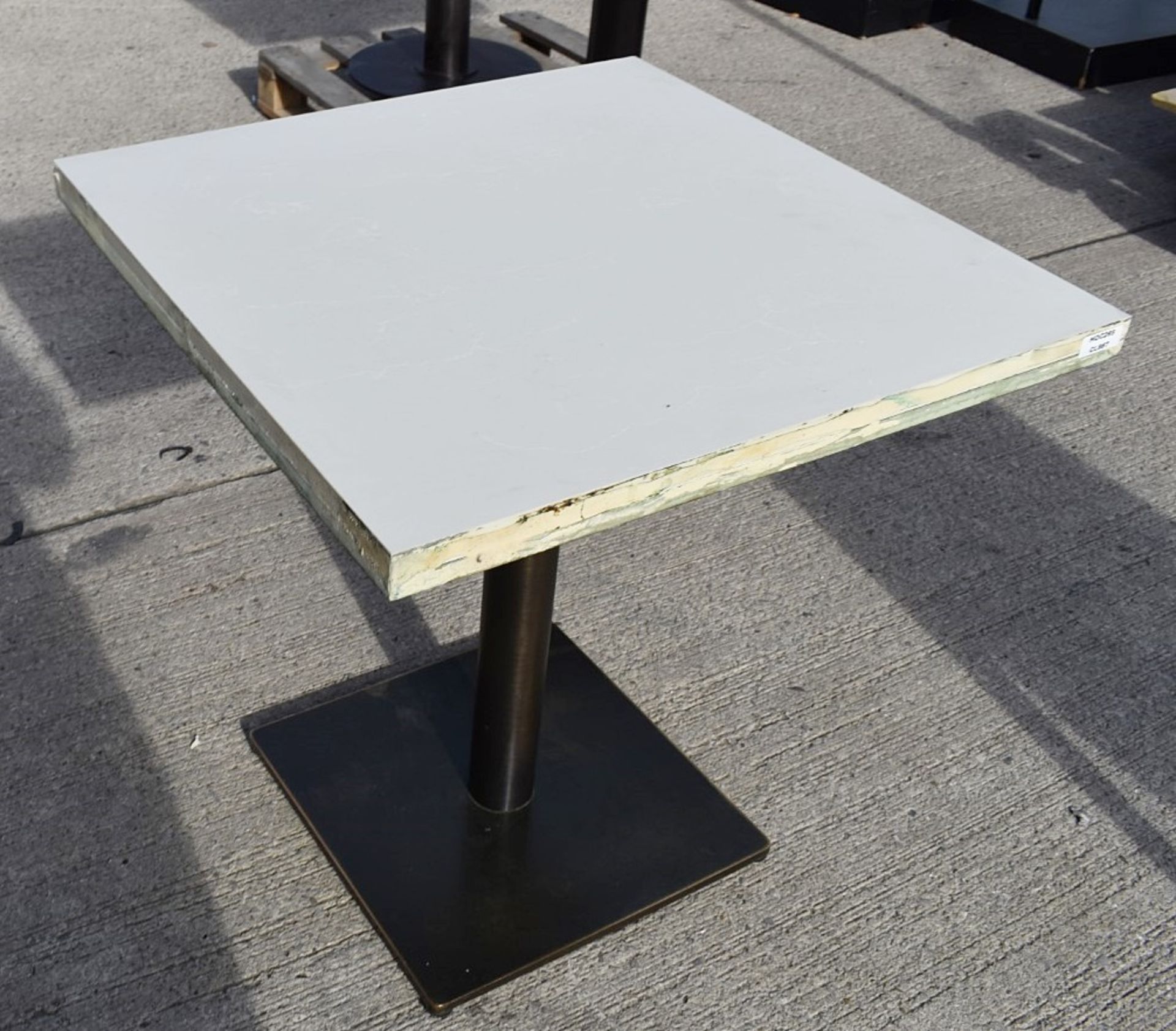 1 x Square Bistro Table With Sturdy Bronzed Metal Base - Ref: HOC269 WH2 - CL987 - Location: