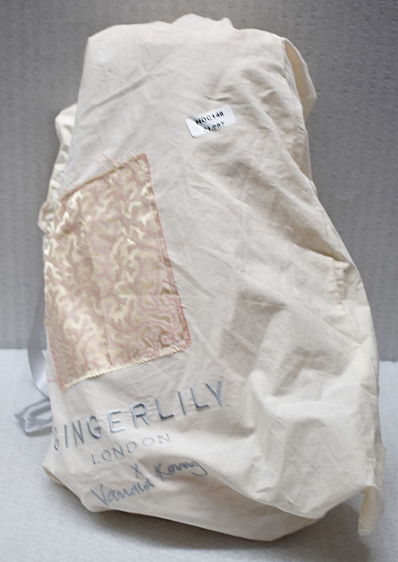 1 x GINGERLILY x Vanessa Konig 'Coral Fern' Luxury Bolster Cushion, in Peach (46cm x 20cm) - Image 6 of 7