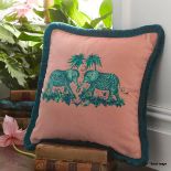 1 x EMMA J SHIPLEY Zambezi Green/Peach Square Cushion 43X43Cm - RRP £75 - Ref: 6270327/HOC153/