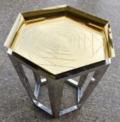 1 x Contemporary Designer Metal Table Featuring a Removable Tray Top with Geometric Rose Design,