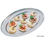 50 x Stainless Steel Oval Restaurant Serving Tray Platters - Dimensions (approx): 45 x 29cm -