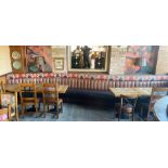 1 x Restaurant Curved Long Seating Bench - Features Brown Faux Leather Seat Pads and Light Brown