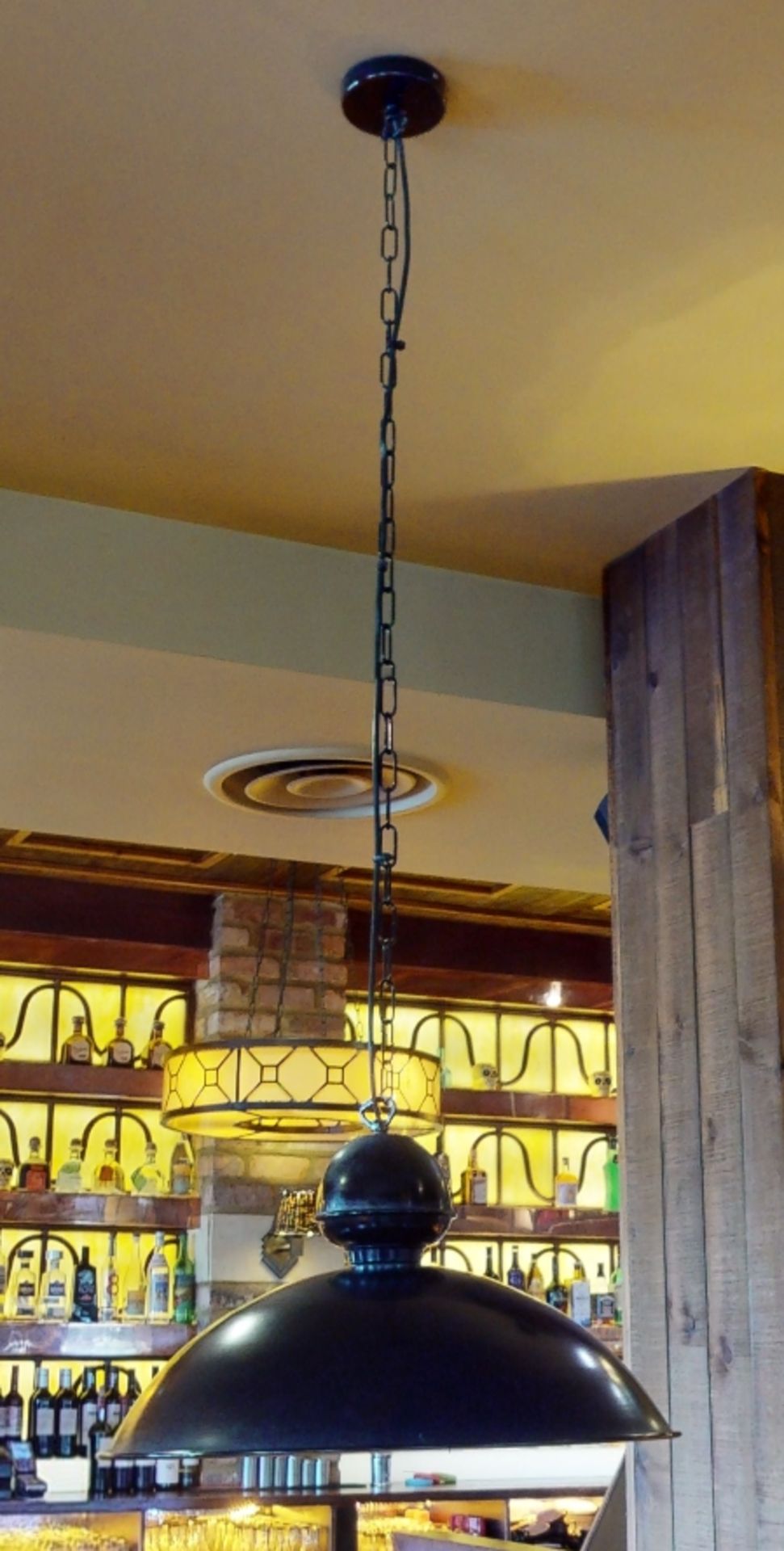 5 x Industrial Style Black Ceiling Pendant Dome Lights - Black Finish With Coloured Inner - Long