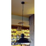 4 x Industrial Style Black Ceiling Pendant Dome Lights - Black Finish With Coloured Inner - Long