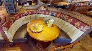 1 x Restaurant C Shape Seating Booth - Features Brown Faux Leather Seat Pads and Yellow Ribbed