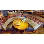 1 x Restaurant C Shape Seating Booth - Features Brown Faux Leather Seat Pads and Yellow Ribbed