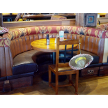 1 x Restaurant C Shape Seating Booth - Features Brown Faux Leather Seat Pads and Light Brown