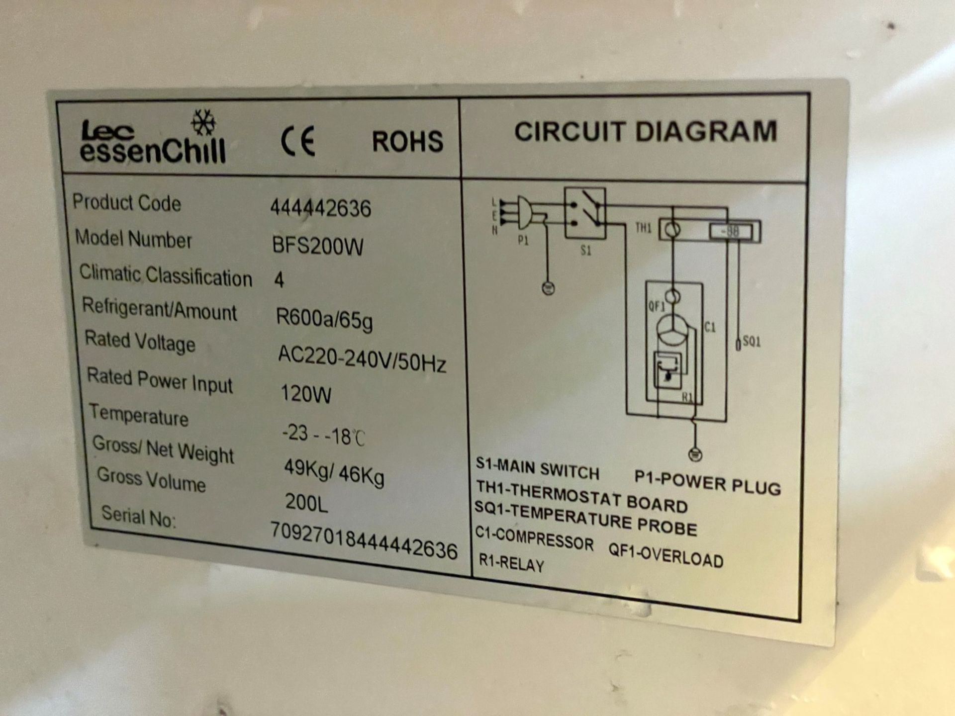 1 x LEC EssenChill Undercounter Commercial Rerigerator - Model BRS200W - Image 4 of 4