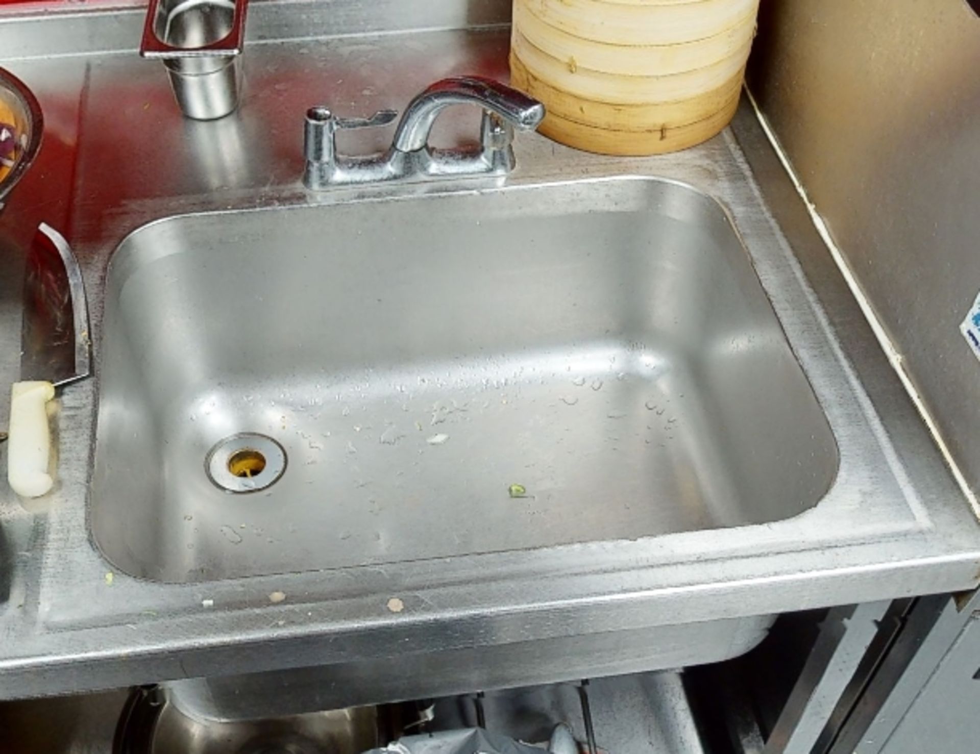 1 x Stainless Steel Prep Bench With Large Sink Bowl, Mixer Taps and Undershelf - Image 3 of 4