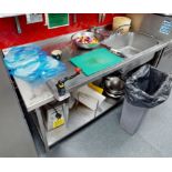 1 x Stainless Steel Prep Bench With Large Sink Bowl, Mixer Taps and Undershelf