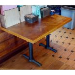 1 x Four Seater Rectangular Restaurant Dining Table With Parquet Style Top and Cast Iron Bases