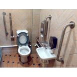 1 x Disabled Bathroom Suite - Includes 1 x Toilet, 1 x Sink With Mixer Tap and 5 x Chrome Safety