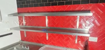 2 x Stainless Steel Wall Mounted Shelves With Brackets - Large Size