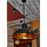 4 x Industrial Style Black Ceiling Pendant Dome Lights - Black Finish With Coloured Inner - Short