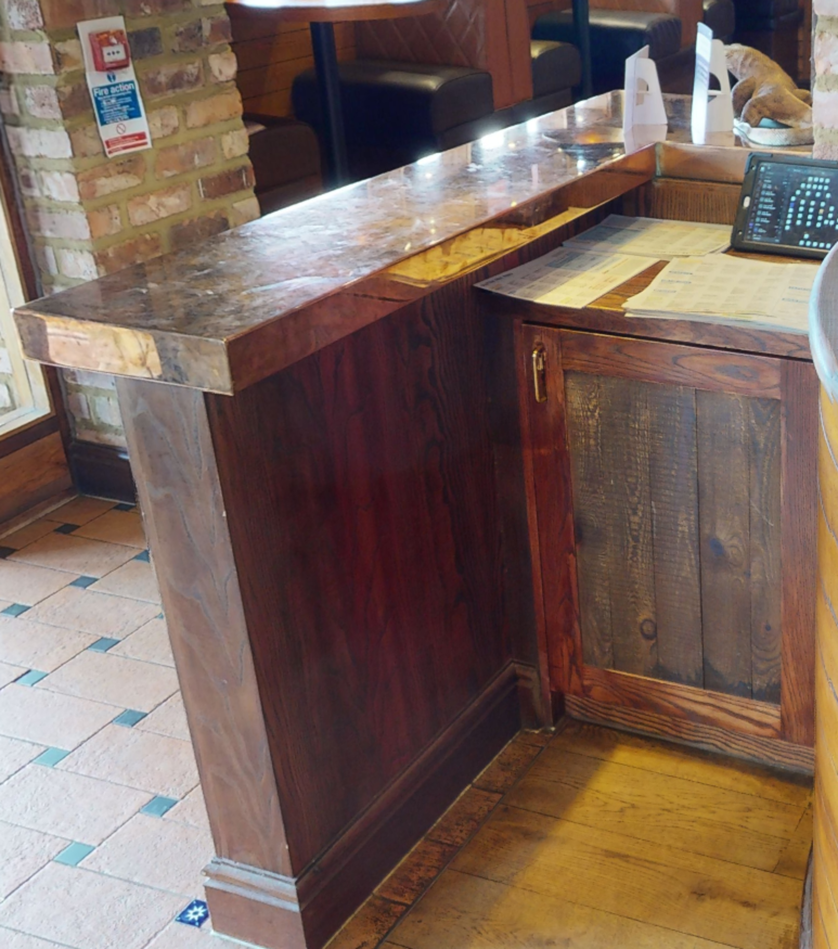 1 x Reception Counter Featuring Faux Leather Studded Fascia Panels and Copper Countertop - Approx - Image 4 of 4