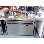 1 x Stainless Steel Prep Bench Featuring Raised Microwave Appliance Shelf