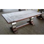 1 x Commercial 2-Metre Rustic Timber Banquet Dining Table - Recently Removed From A World-renowned