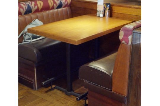 1 x Four Seater Rectangular High Top Restaurant Dining Table With Cast Iron Bases and Wood - Image 2 of 3