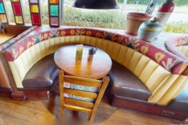 1 x Restaurant C Shape Seating Booth - Features Brown Faux Leather Seat Pads and Yellow Ribbed