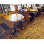 3 x Wall Mounted Restaurant Dining Tables With Tall Cast Iron Poser Bases and Wood Panelled