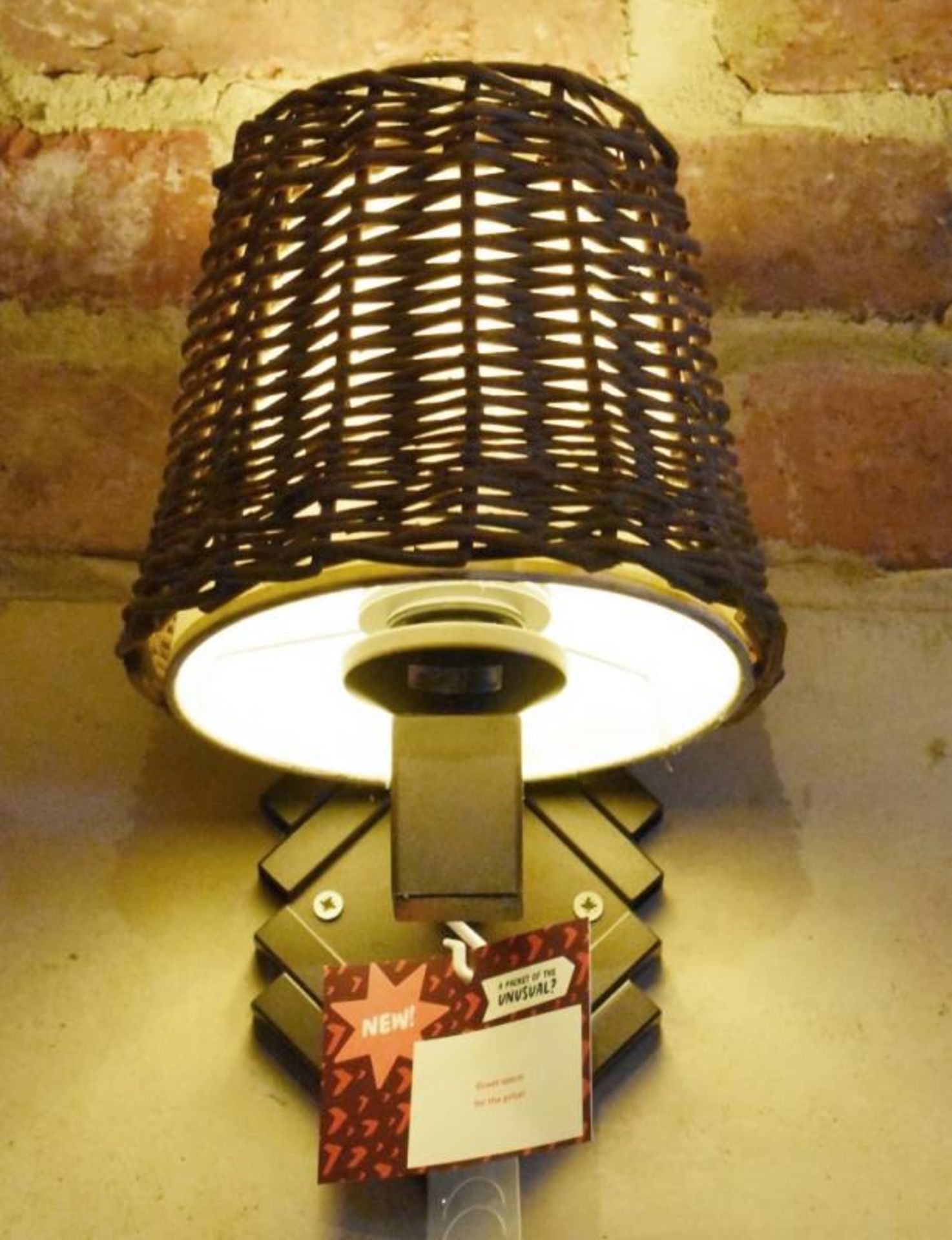 8 x Wall Sconce Lights Featuring Diamond Shaped Wall Mounts and Wicker Shades - Image 2 of 5