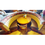 1 x Restaurant C Shape Seating Booth - Features Brown Faux Leather Seat Pads and Yellow Ribbed