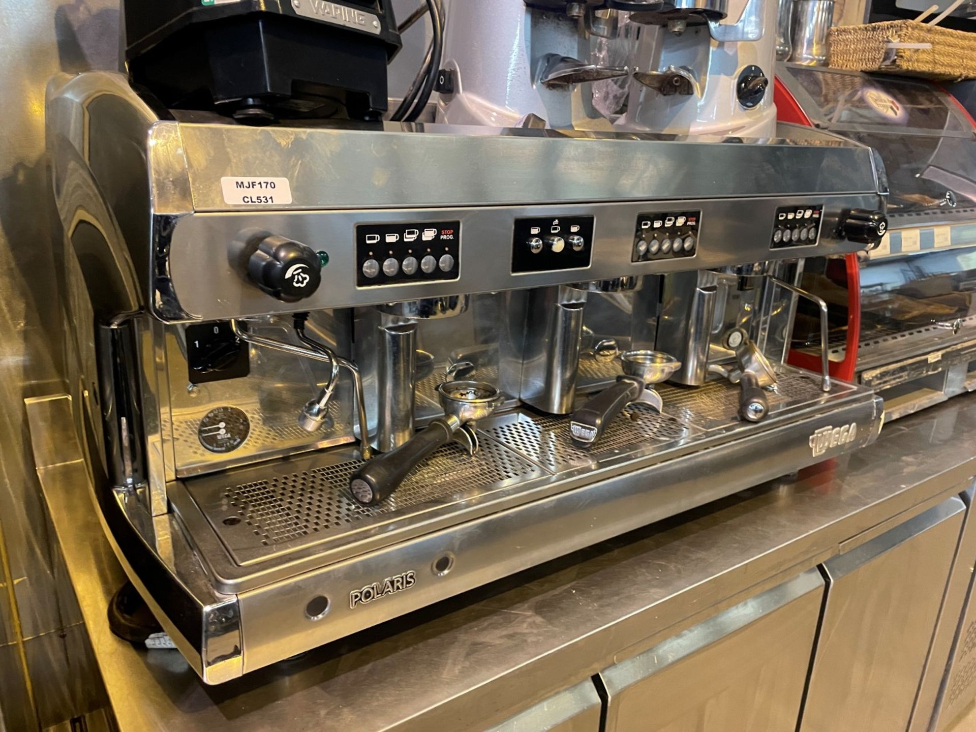 1 x Polaris Wega 3 Group Commercial Espresso Coffee Machine - Stainless Steel Finish - Approx 100cms - Image 5 of 7