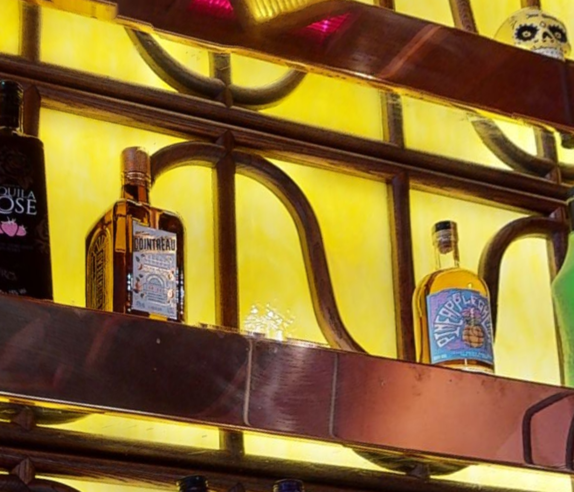 1 x Selection of Backbar Copper Shelves With Decorative Yellow Wall Panels - Includes 9 x Copper - Image 5 of 10