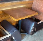 2 x Two Seater Restaurant Dining Tables With Cast Iron Bases and Wood Panelled Design Tops With