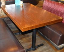 1 x Four Seater Rectangular Restaurant Dining Table With Cast Iron Bases and Wood Panelled Design