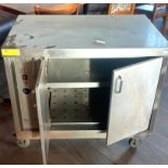 1 x Stainless Steel Two Door Food Warming Cabinet on Castors