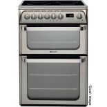 1 x Hotpoint HUI611X Electric Cooker With Double Oven, Four Burner Hob and Stainless Steel Finish