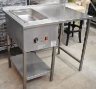 1 x Stainless Steel Prep Table with Integrated Dry Baine Marie - 240v
