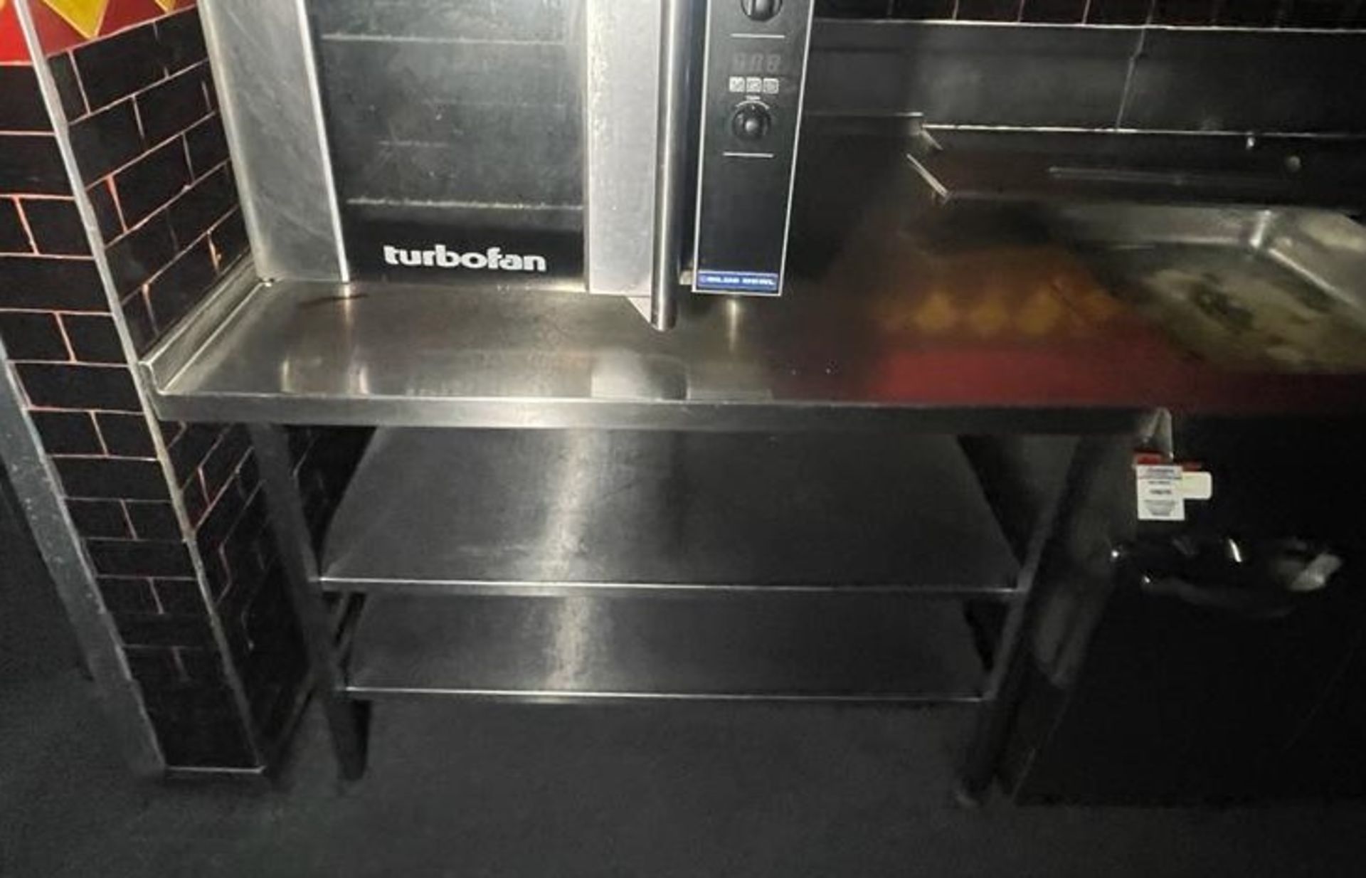 1 x Stainless Steel Corner Prep Bench With Two Undershelves