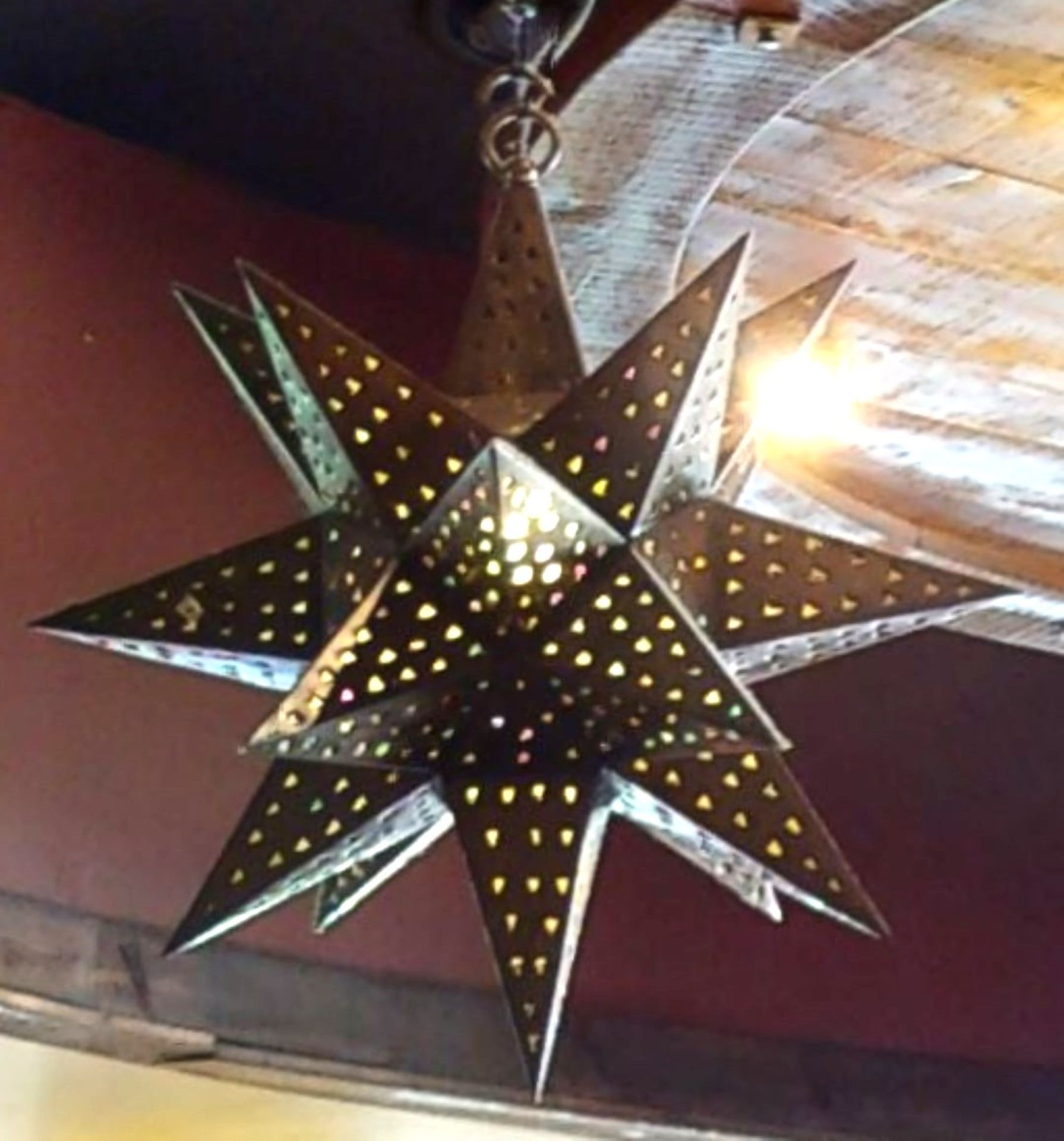 1 x Set of Three Perforated Mexican Star Pendant Lights - Image 10 of 15