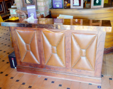 1 x Reception Counter Featuring Faux Leather Studded Fascia Panels and Copper Countertop - Approx