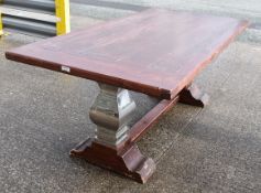 1 x Commercial 2-Metre Rustic Timber Banquet Dining Table - Recently Removed From A World-renowned