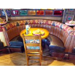 1 x Restaurant C Shape Seating Booth - Features Brown Faux Leather Seat Pads and Light Brown