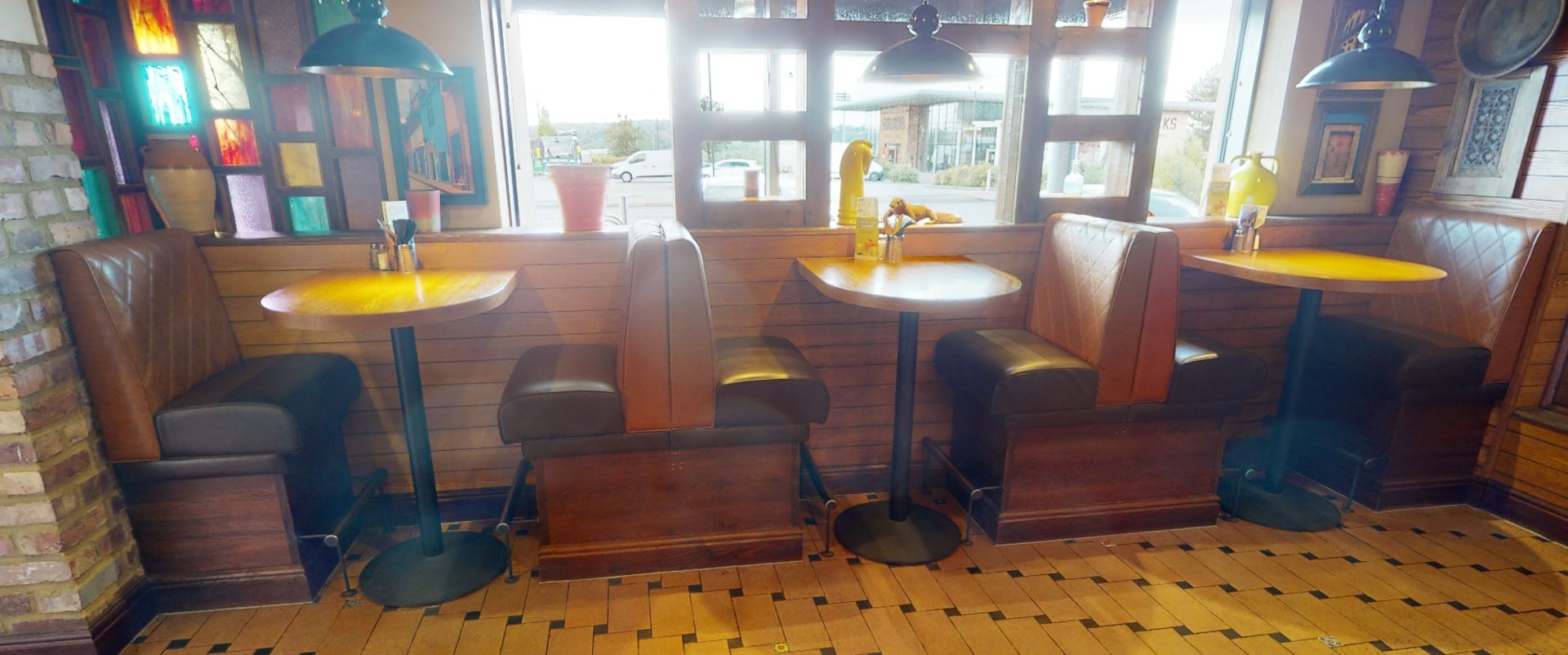 1 x Collection of Restaurant High Single Seat Seating Benches With Footrests - Includes 2 x End - Image 15 of 16