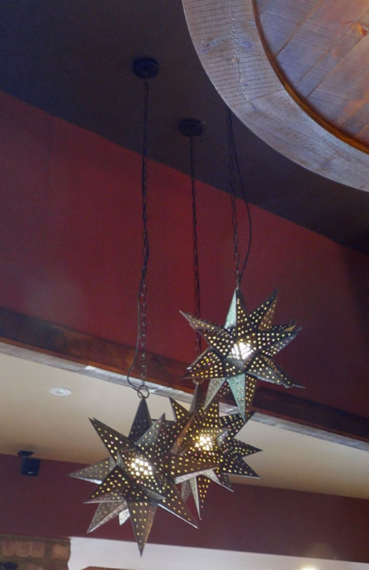 1 x Set of Three Perforated Mexican Star Pendant Lights - Image 11 of 15